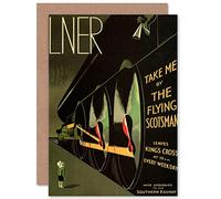 Wee Blue Coo TRAVEL LNER RAILWAY FLYING SCOTSMAN UK LOCOMOTIVE GREETINGS CARD