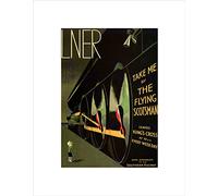 Wee Blue Coo Travel Lner Railway Flying Scotsman UK Locomotive Vintage Ad Art Wall Art Print