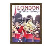 Wee Blue Coo Travel London England Scots Guards Bearskin Hat Marching Band Large Framed Art Print Poster Wall Decor 18x24 inch