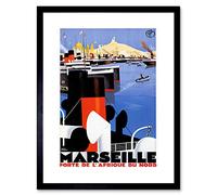 Wee Blue Coo Travel Marseilles France Mediterranean Ad Picture Framed Wall Art Print