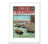 Wee Blue Coo Travel Melies Singapore Harbour Boat Ad Framed Art Print Picture F12X1402