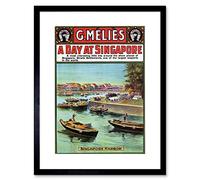 Wee Blue Coo Travel Melies Singapore Harbour Boat Ad Framed Art Print Picture F12X1402