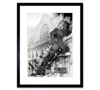 Wee Blue Coo Travel Memorabilia Train Crash Montparnasse Paris Picture Framed Wall Art Print