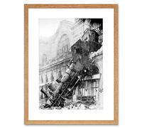 Wee Blue Coo Travel Memorabilia Train Crash Montparnasse Paris Picture Framed Wall Art Print
