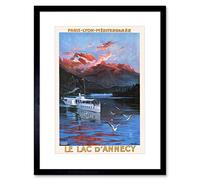 Wee Blue Coo TRAVEL MOUNTAIN LAKE D'ANNECY FRANCE VINTAGE ADVERT FRAMED ART PRINT B12X1635