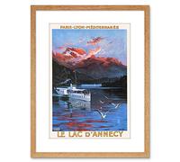 Wee Blue Coo TRAVEL MOUNTAIN LAKE D'ANNECY FRANCE VINTAGE ADVERTISING FRAMED PRINT F97X7102