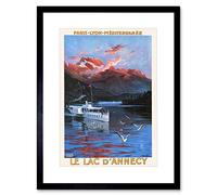 Wee Blue Coo Travel Mountain Lake D'annecy France Vintage Advertising Framed Wall Art Print