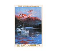 Wee Blue Coo Travel Mountain Lake D'annecy France Vintage Advertising Wall Art Print