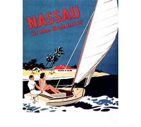 Wee Blue Coo Travel Nassau Bahamas Beach Sea Ocean Yacht Boat Art Print Poster Wall Decor 12X16 Inch