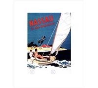 Wee Blue Coo TRAVEL NASSAU BAHAMAS BEACH SEA OCEAN YACHT BOAT FRAMED ART PRINT MOUNT B12X6477