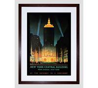 Wee Blue Coo Travel New York Central Park Avenue Vintage Advert Framed Wall Art Print