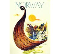 Wee Blue Coo Travel Norway Scandinavia Viking Boat River Art Print Poster Wall Decor 12X16 Inch