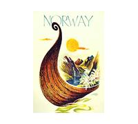 Wee Blue Coo Travel Norway Scandinavia Viking Boat River Framed Art Print Picture F12X1279