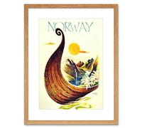 Wee Blue Coo Travel Norway Scandinavia Viking Boat River Framed Art Print Picture F12X1279