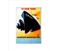 Wee Blue Coo Travel Ocean Shipping Liner Ship Boat Hamburg New York Anchor Wall Art Print