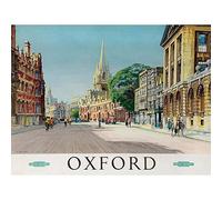 Wee Blue Coo Travel Oxford England British Railways Street Cathedral Art Print Poster Wall Decor 12X16 Inch