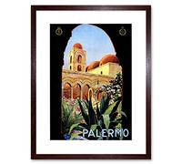 Wee Blue Coo Travel Palermo Sicily Italy Sun Norman Palace Vintage Advert Art Framed Wall Art Print