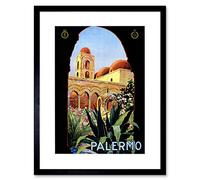 Wee Blue Coo TRAVEL PALERMO SICILY ITALY SUN NORMAN PALACE VINTAGE ADVERT ART PRINT B12X1655