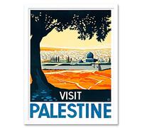 Wee Blue Coo Travel Palestine Mosque City Holy Land Tree Art Print Framed Poster Wall Decor 12X16 Inch