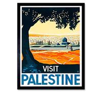 Wee Blue Coo Travel Palestine Mosque City Holy Land Tree Art Print Framed Poster Wall Decor 12X16 Inch