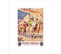 Wee Blue Coo TRAVEL PARADE MONTANA WYOMING NATIVE AMERICAN RODEO FRAMED ART PRINT B12X6404