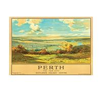Wee Blue Coo Travel Perth Scotland Coast Seascape Fair City Holiday Wall Art Print