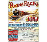 Wee Blue Coo Travel Poona Races India Railway Bombay Mumbai Vintage Art Print Poster Wall Decor 12X16 Inch