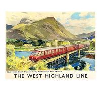 Wee Blue Coo Travel Rail Scotland West Highland Line British Railways Art Print Poster Wall Decor 12X16 Inch