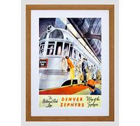 Wee Blue Coo Travel Rail Train Denver Zephyr National Park Line Station Art Framed Wall Art Print