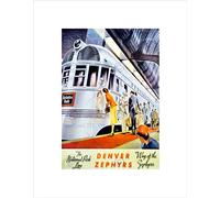 Wee Blue Coo Travel Rail Train Denver Zephyr National Park Line Station Art Wall Art Print