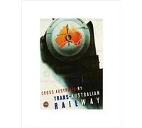Wee Blue Coo TRAVEL RAIL TRAIN ENGINE CROSS COUNTRY AUSTRALIA MAP FRAMED PRINT B12X10321