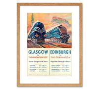 Wee Blue Coo Travel Rail Train Glasgow Edinburgh Scotland Castle Framed Wall Art Print