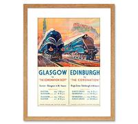 Wee Blue Coo Travel Rail Train Glasgow Edinburgh Scotland Castle Framed Wall Art Print