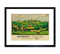 Wee Blue Coo Travel Rail Train Somerset County Village Rural Picture Framed Wall Art Print
