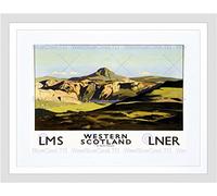 Wee Blue Coo Travel Rail Western Scotland Landscape Glen Loch UK Framed Wall Art Print