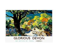 Wee Blue Coo Travel Railway Devon England UK Glorious Village Tree Wall Art Print