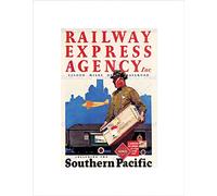 Wee Blue Coo TRAVEL RAILWAY EXPRESS AGENCY POST SERVICE TRAIN PLANE FRAMED PRINT B12X10325
