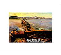 Wee Blue Coo TRAVEL RAILWAY TRAIN TAY BRIDGE DUNDEE SCOTLAND RIVER FRAMED PRINT B12X12404