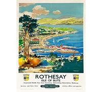 Wee Blue Coo Travel Rothesay Isle Of Bute British Railways Harbour River Art Print Poster Wall Decor 12X16 Inch
