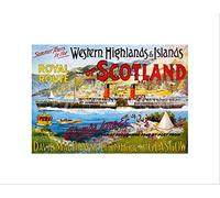 Wee Blue Coo Travel Royal Mail Steamer Scotland Glasgow UK Wall Art Print
