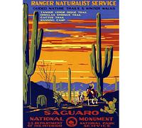 Wee Blue Coo Travel Saguaro Monument Desert Cactus Cowboy USA Art Print Poster Wall Decor 12X16 Inch
