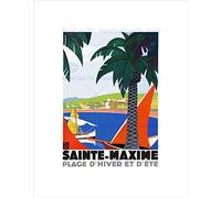 Wee Blue Coo TRAVEL SAINTE MAXIME FRANCE WINTER SUN RESORT PALM SEA FRAMED PRINT B12X12371
