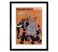 Wee Blue Coo Travel Sapphire Ceylon Sri Lanka Elephant Mahout Framed Wall Art Print