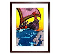 Wee Blue Coo TRAVEL SCANDINAVIA VIKING LONGSHIP SAIL OCEAN SEA USA FRAMED PRINT F97X7143