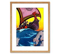 Wee Blue Coo TRAVEL SCANDINAVIA VIKING LONGSHIP SAIL OCEAN SEA USA FRAMED PRINT F97X7143