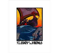 Wee Blue Coo Travel Scandinavia Viking Longship Wave Sea Sail USA Wall Art Print