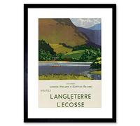Wee Blue Coo Travel Scotland England Angleterre Ecosse Rail Landscape Framed Wall Art Print