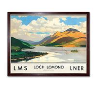 Wee Blue Coo Travel Scotland Loch Lomond Rail Art Print Framed Poster Wall Decor 12X16 Inch