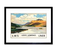 Wee Blue Coo Travel Scotland Loch Lomond Rails Art Picture Framed Wall Art Print