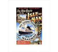 Wee Blue Coo TRAVEL SHIP LINE BOAT FERRY ISLE MAN IRISH SEA MANX UK FRAMED PRINT B12X10329